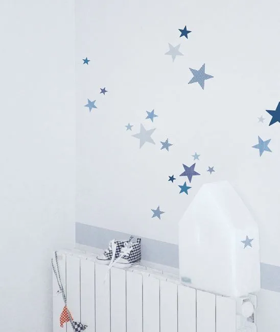 vinilo estrellas azules habitacion infantil minimoi