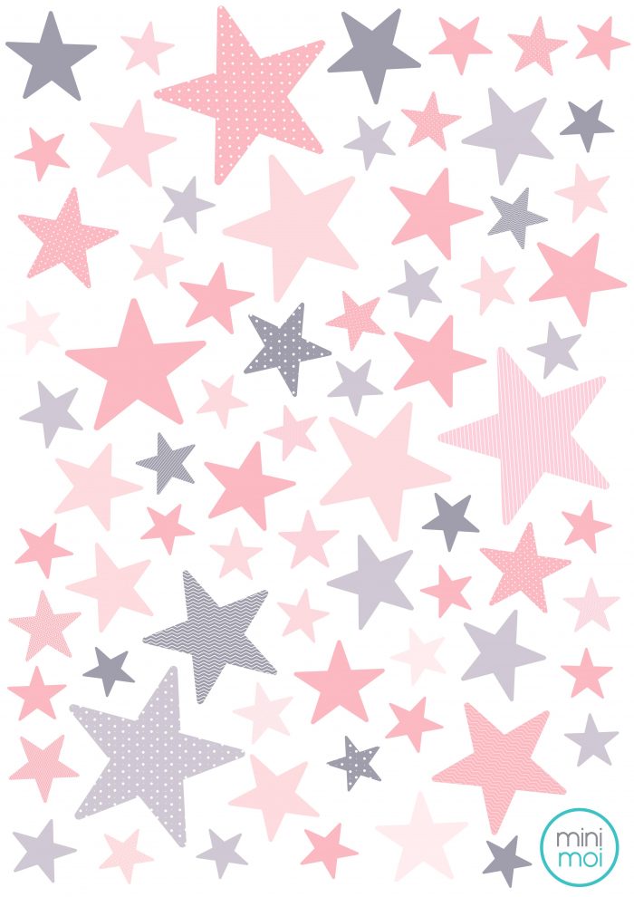 Vinilo Stars Pink & Grey